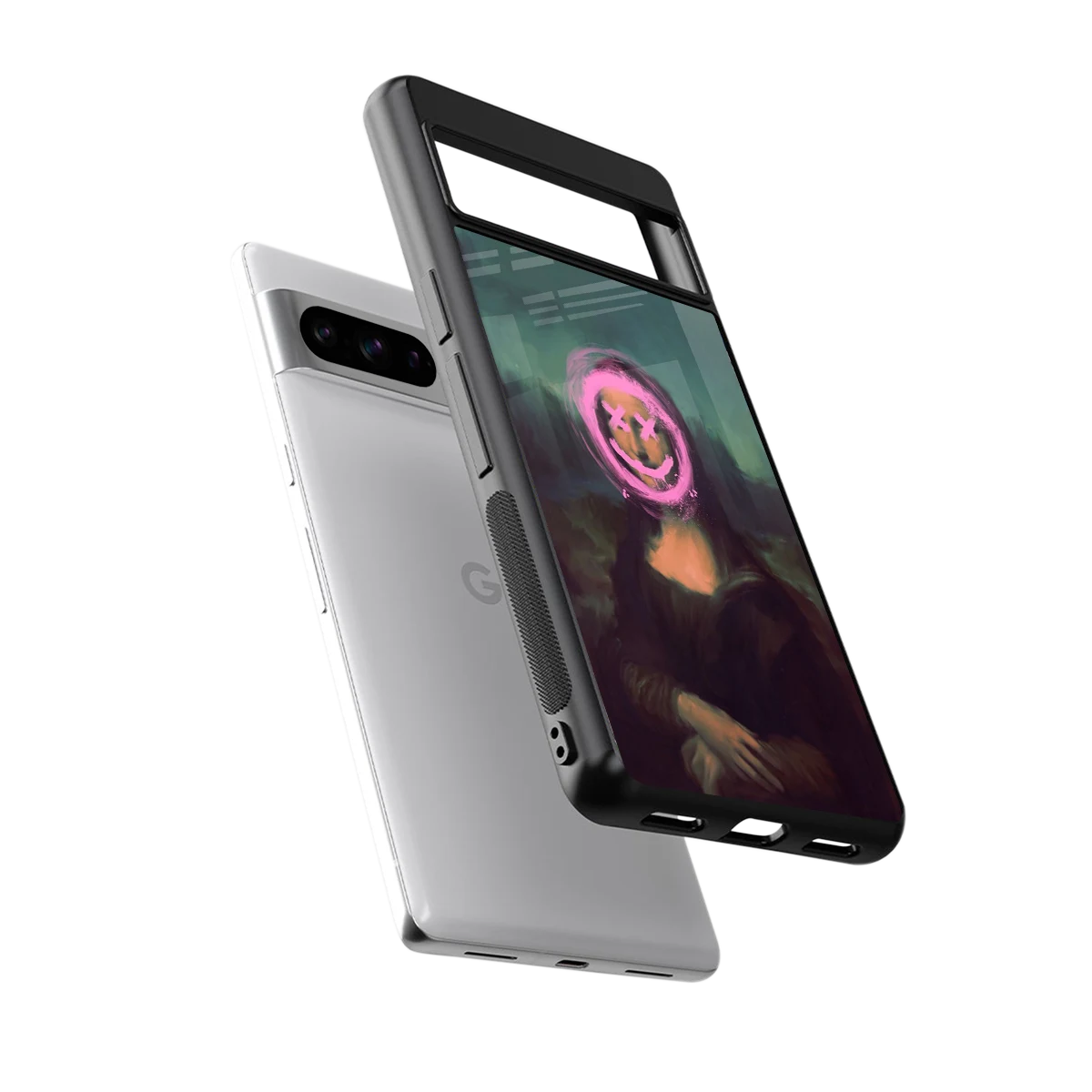 Graffiti Lisa sleek google pixel 8 pro cover with tempered glass back and TPU edges