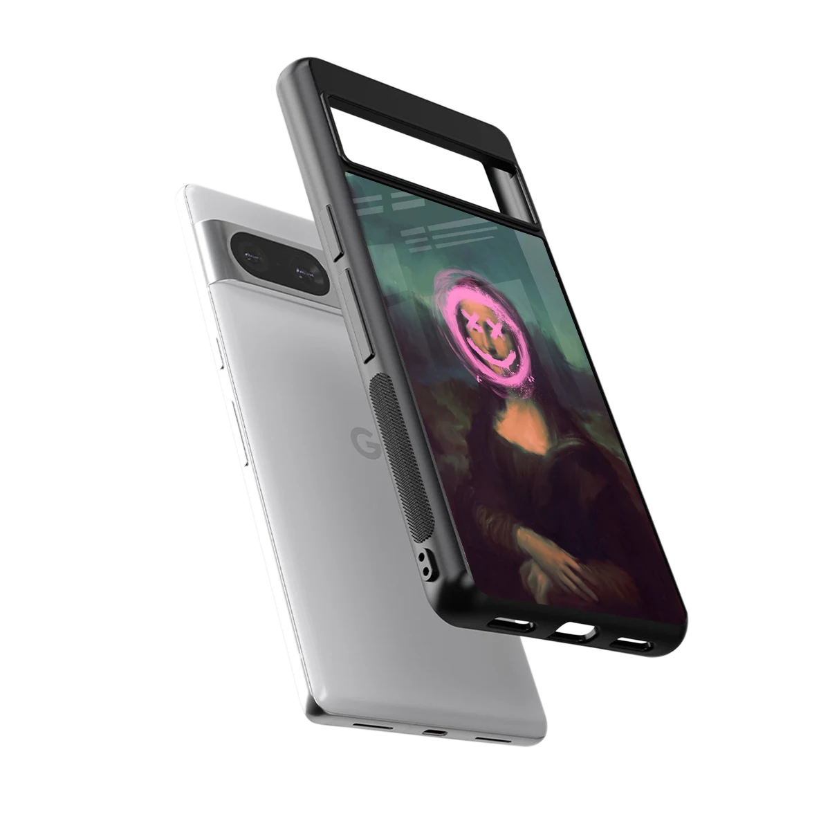 Graffiti Lisa sleek google pixel 8 cover with tempered glass back and TPU edges