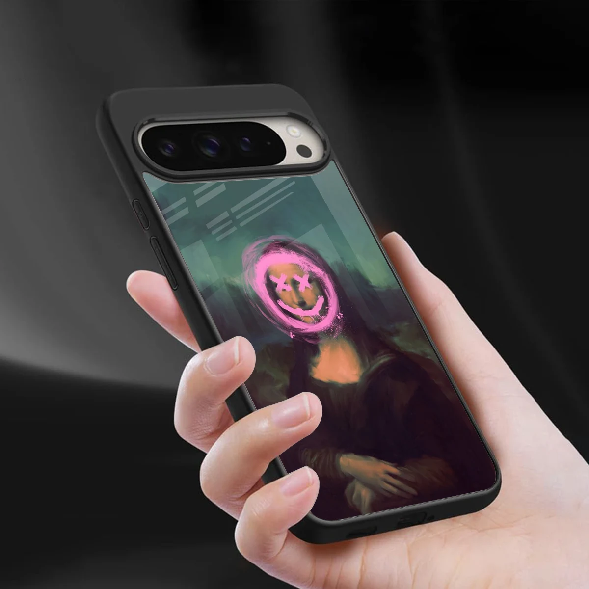 Graffiti Lisa sleek google pixel 9 pro cover with tempered glass back and TPU edges