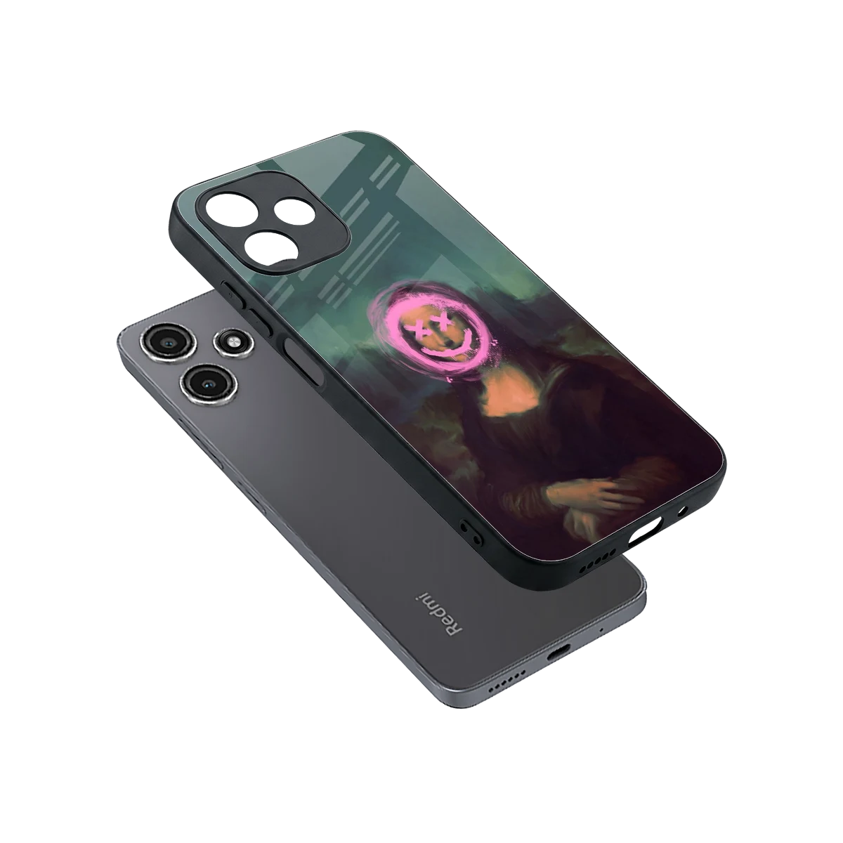 Graffiti Lisa sleek redmi 12 5g cover with tempered glass back and TPU edges