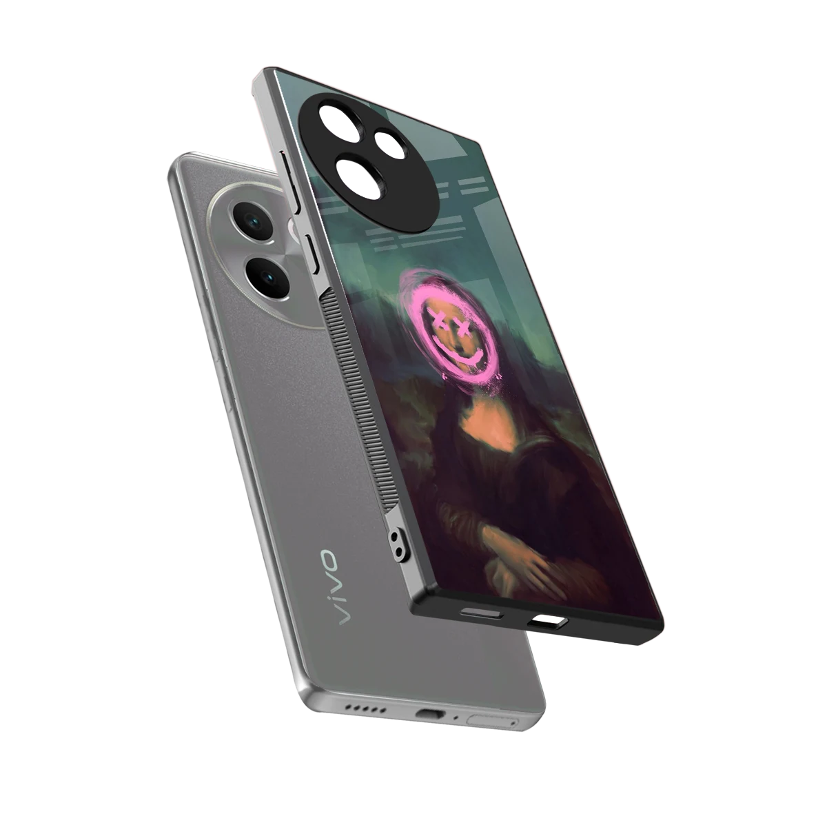 Graffiti Lisa sleek vivo v30e cover with tempered glass back and TPU edges