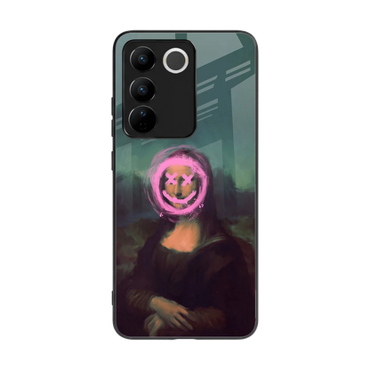 Graffiti Lisa back phone cover | glass case for vivo v27 5g