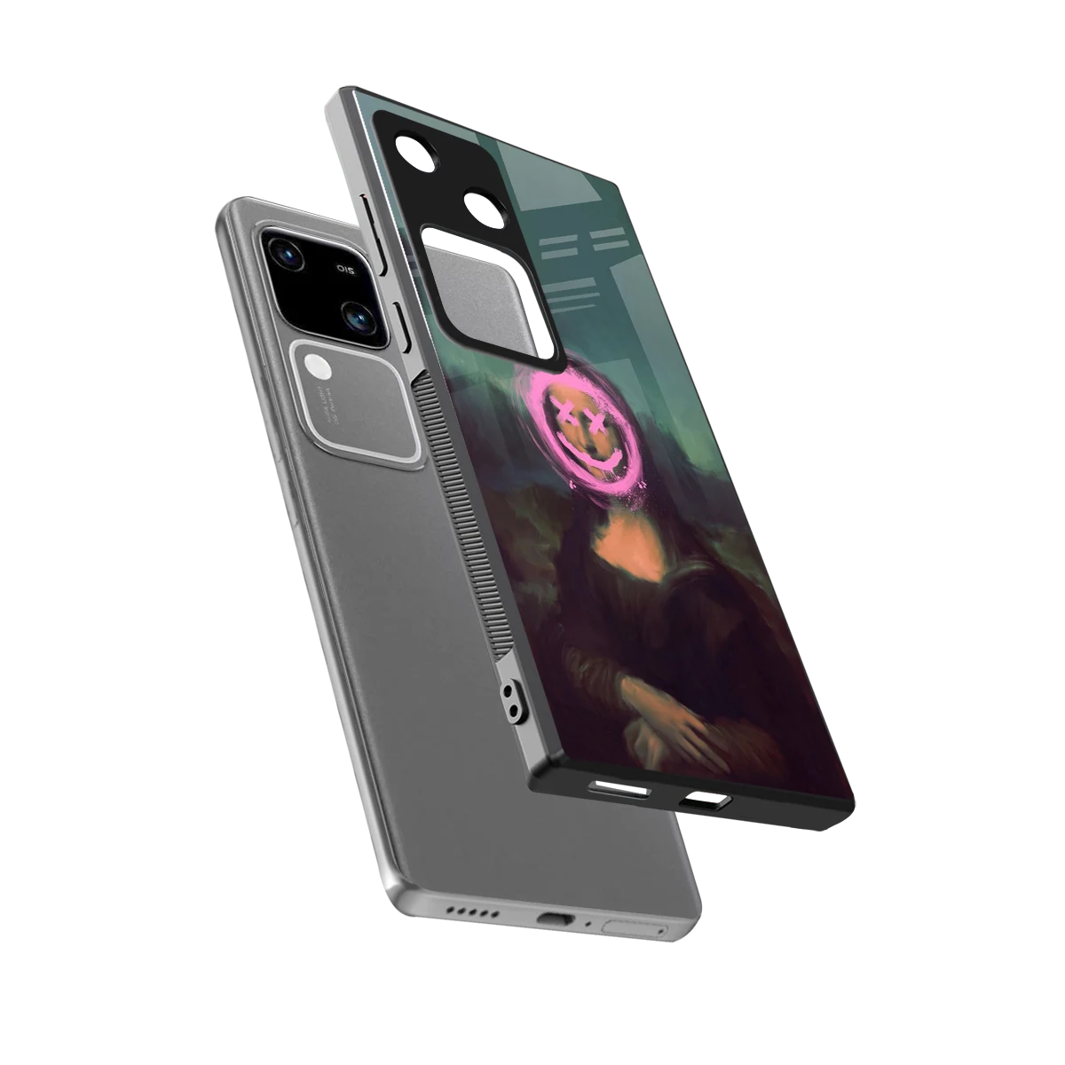 Graffiti Lisa sleek vivo v30 cover with tempered glass back and TPU edges