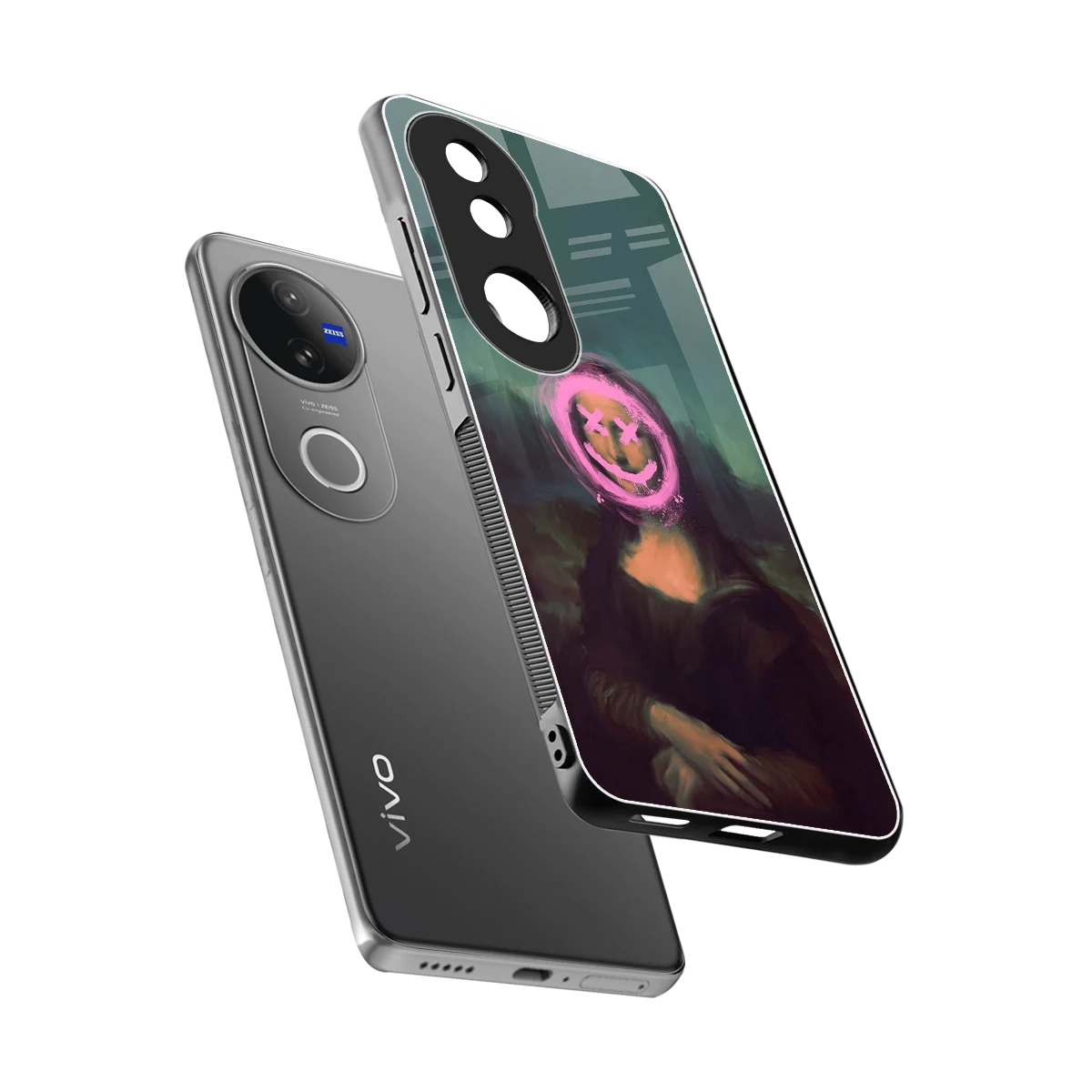 Graffiti Lisa sleek vivo v50 cover with tempered glass back and TPU edges