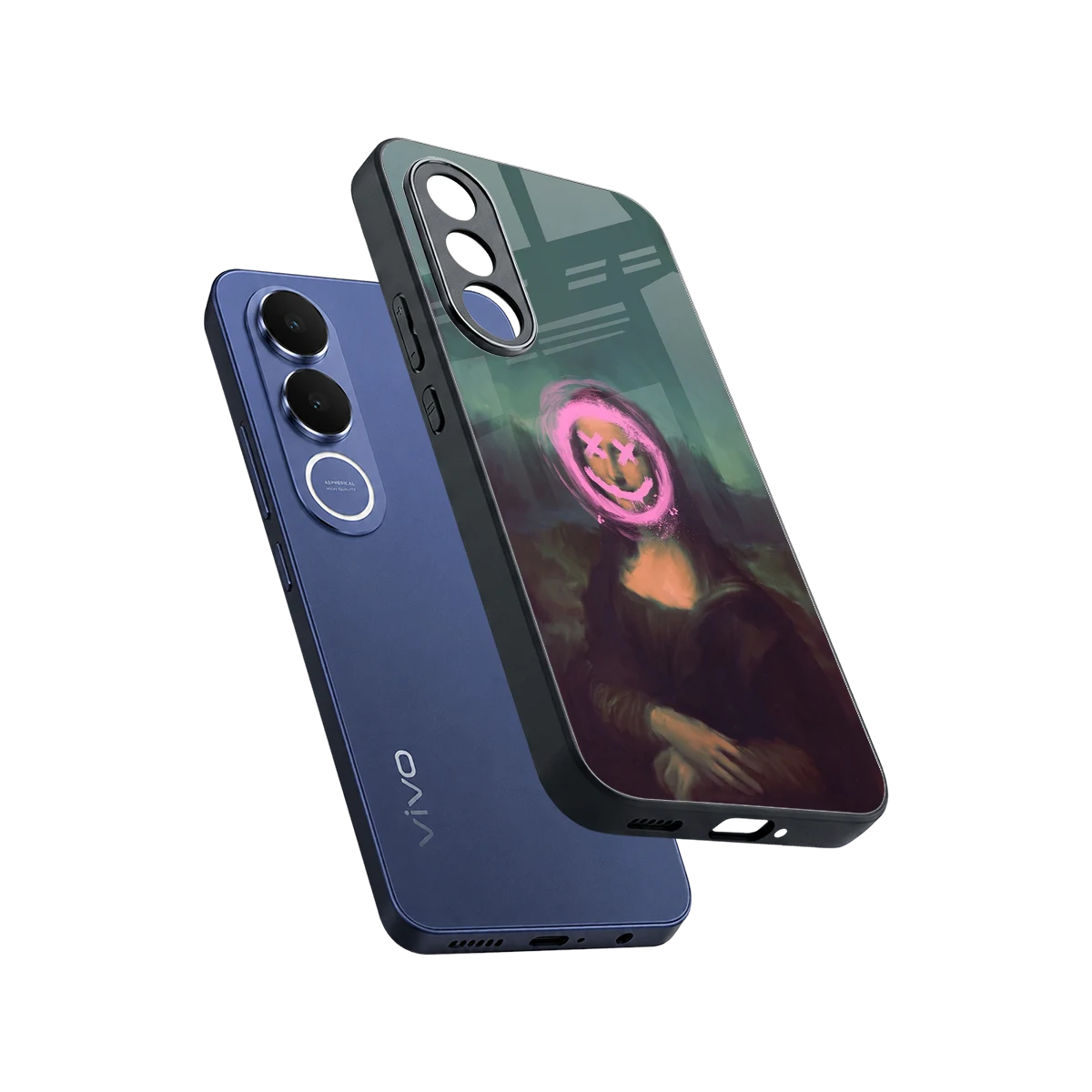 Graffiti Lisa sleek vivo v70 fe cover with tempered glass back and TPU edges
