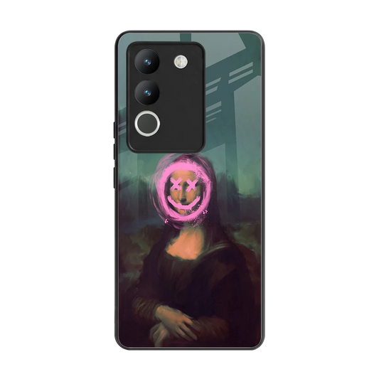 Graffiti Lisa back phone cover | glass case for vivo y200 5g