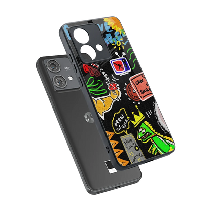 Graffiti sleek motorola edge 40 neo 5g cover with tempered glass back and TPU edges