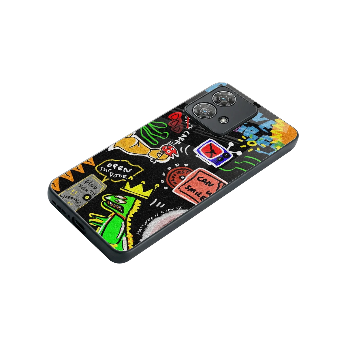 Graffiti stylish phone case for motorola edge 40 neo 5g | glossy glass and slim fit