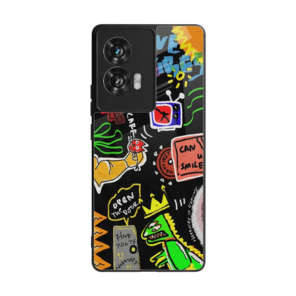 Graffiti back phone cover | glass case for motorola edge 50 fusion