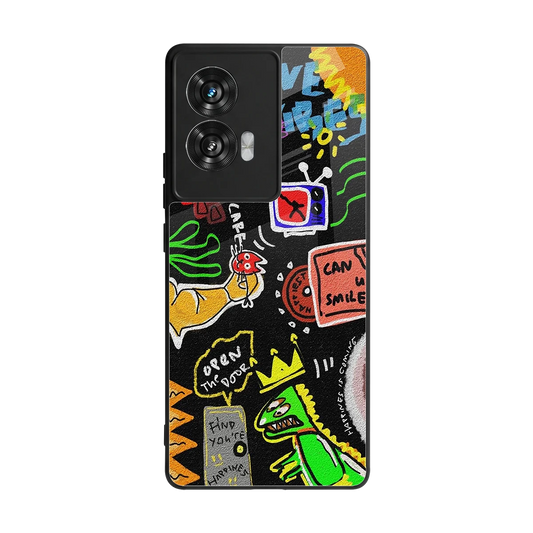 Graffiti back phone cover | glass case for motorola edge 50 fusion