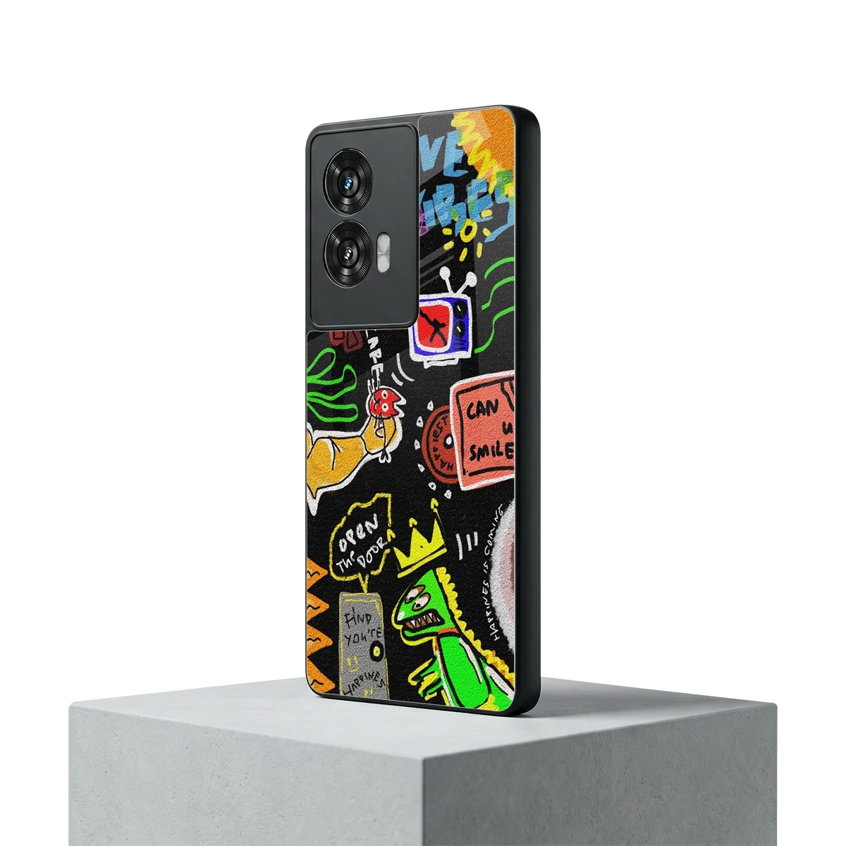 Graffiti motorola edge 50 fusion mobile cover | shockproof glass phone case