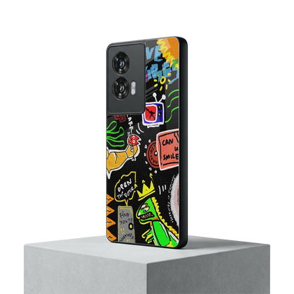 Graffiti motorola edge 50 fusion mobile cover | shockproof glass phone case