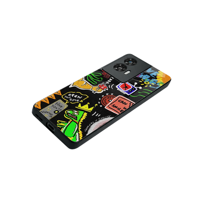Graffiti stylish phone case for motorola edge 50 fusion | glossy glass and slim fit