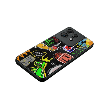 Graffiti stylish phone case for motorola edge 50 pro | glossy glass and slim fit