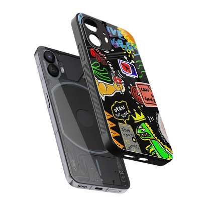 Graffiti sleek nothing phone 2 cover with tempered glass back and TPU edges