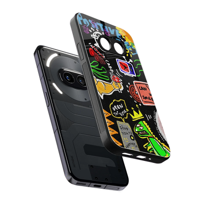 Graffiti sleek nothing phone 2a cover with tempered glass back and TPU edges