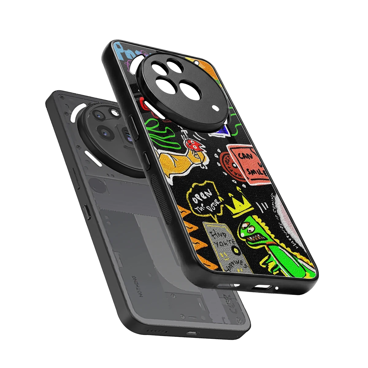 Graffiti sleek nothing phone 3a pro cover with tempered glass back and TPU edges