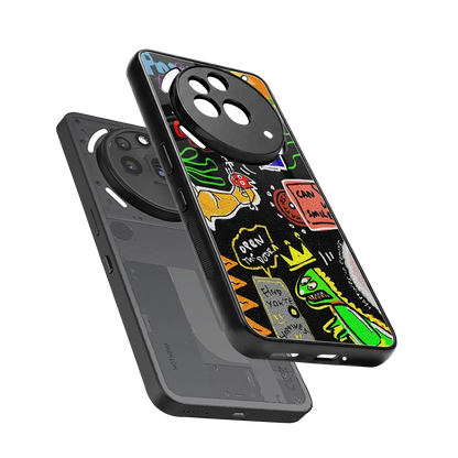 Graffiti sleek nothing phone 3a pro cover with tempered glass back and TPU edges