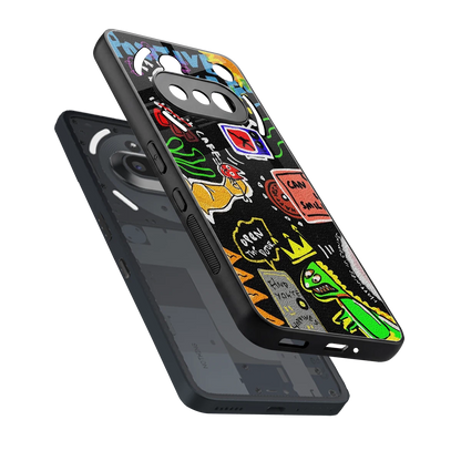 Graffiti sleek nothing phone 3a cover with tempered glass back and TPU edges