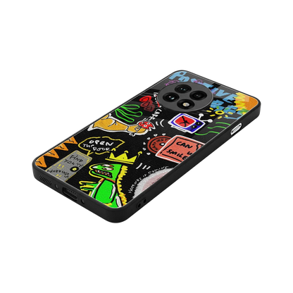 Graffiti stylish phone case for oneplus 13r | glossy glass and slim fit
