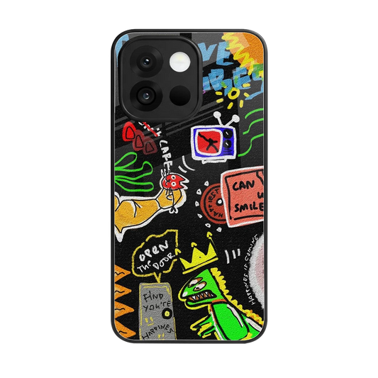 Graffiti back phone cover | glass case for oneplus 13s