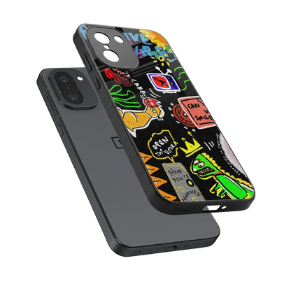Graffiti sleek oneplus 15r cover with tempered glass back and TPU edges