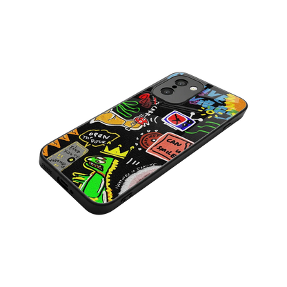Graffiti stylish phone case for oneplus 15r | glossy glass and slim fit