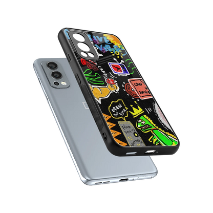 Graffiti sleek oneplus nord 2 cover with tempered glass back and TPU edges