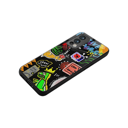 Graffiti stylish phone case for oneplus nord 2 | glossy glass and slim fit