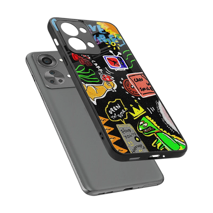 Graffiti sleek oneplus nord 2t cover with tempered glass back and TPU edges