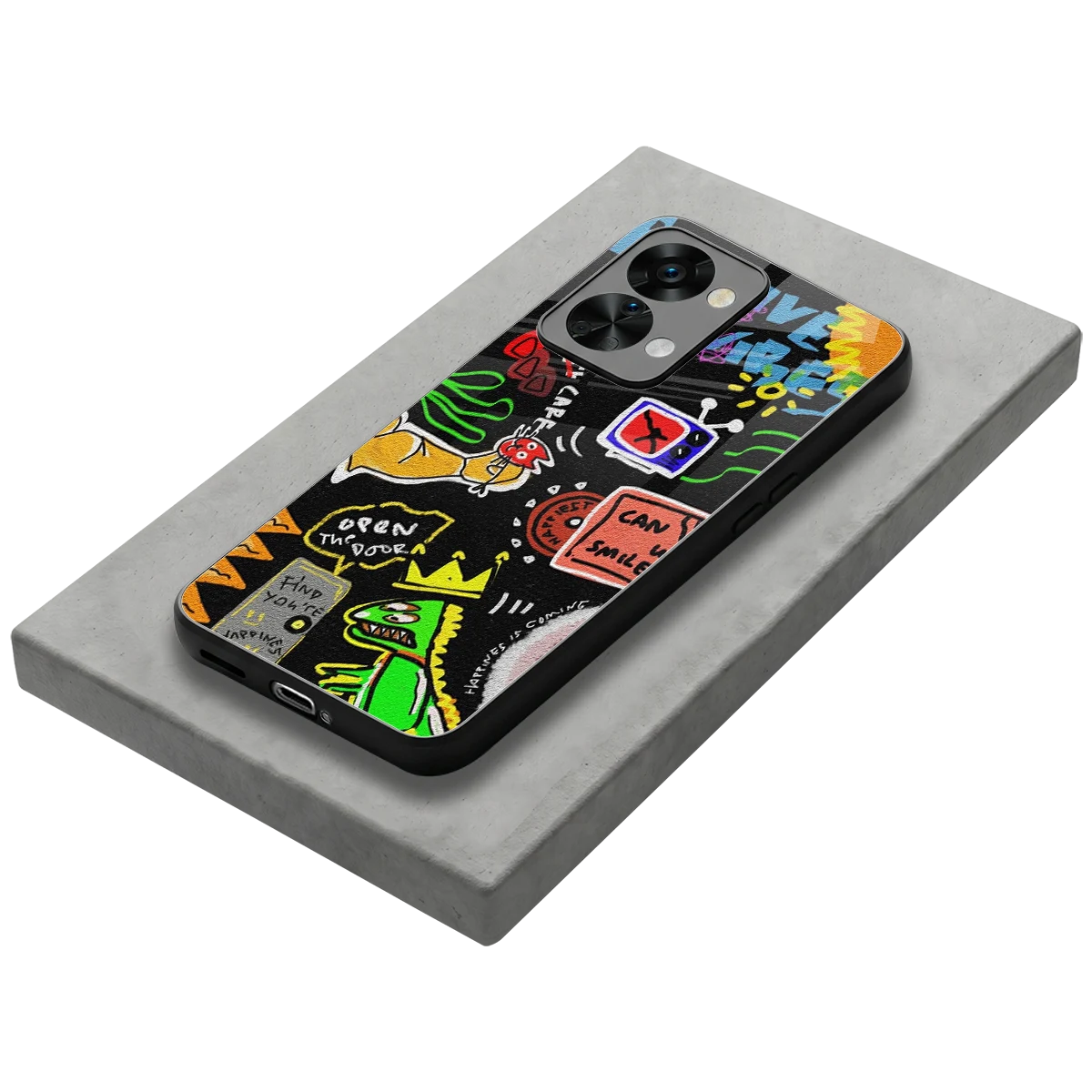 Graffiti stylish phone case for oneplus nord 2t | glossy glass and slim fit