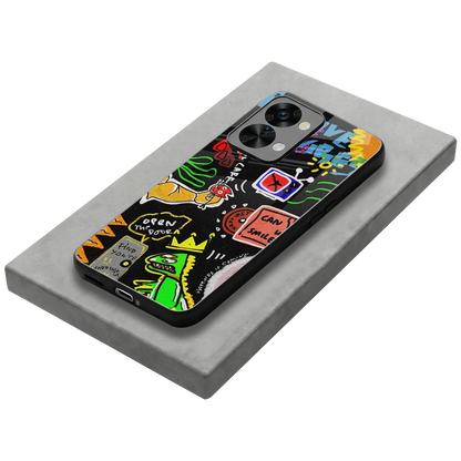 Graffiti stylish phone case for oneplus nord 2t | glossy glass and slim fit