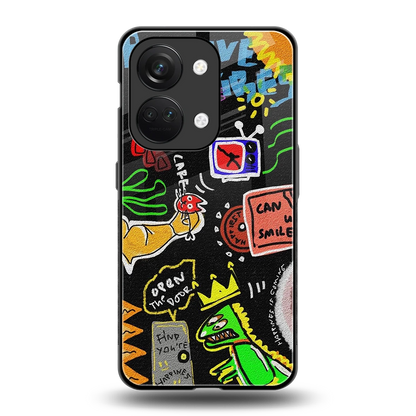 Graffiti back phone cover | glass case for oneplus nord 3
