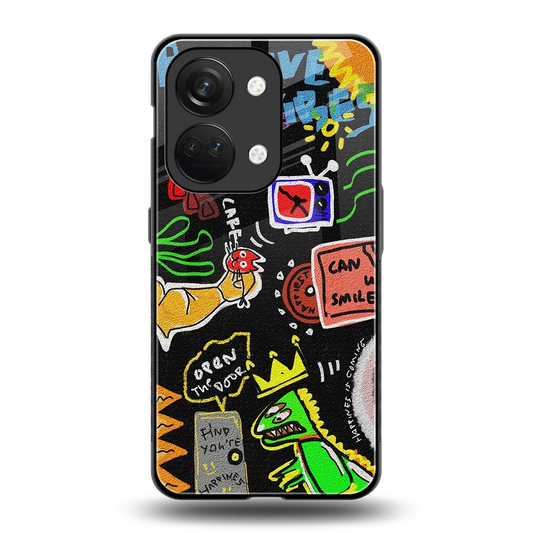 Graffiti back phone cover | glass case for oneplus nord 3