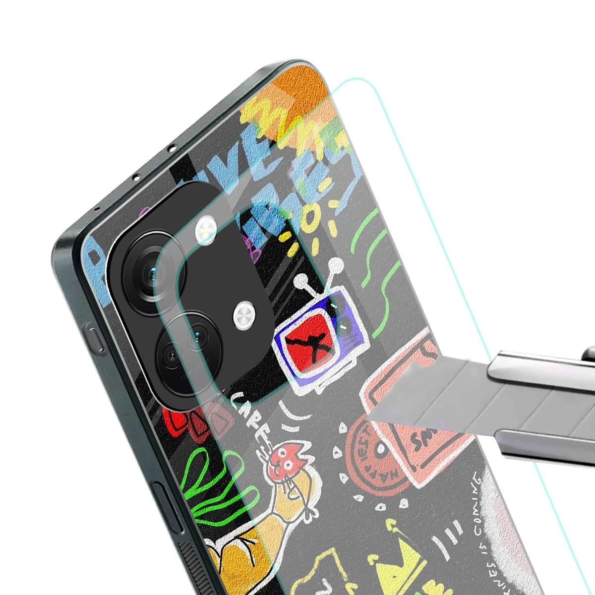 Graffiti stylish phone case for oneplus nord 3 | glossy glass and slim fit
