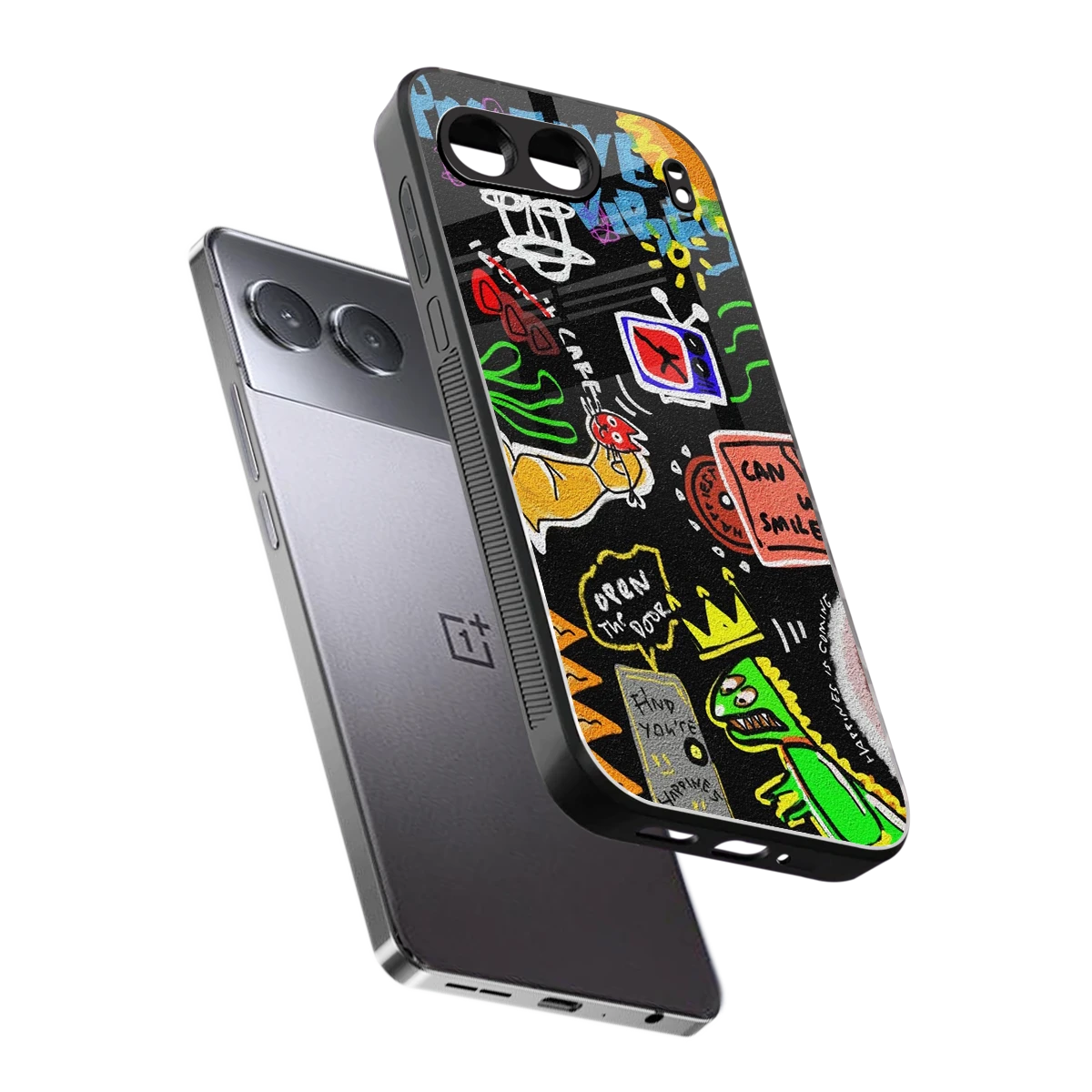 Graffiti sleek oneplus nord 4 cover with tempered glass back and TPU edges