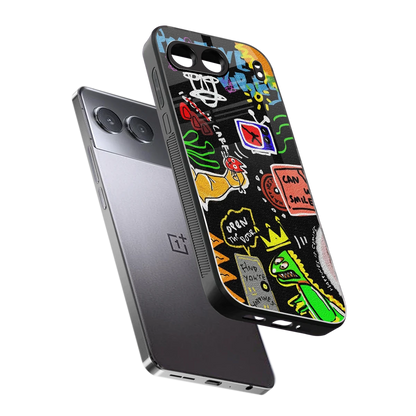 Graffiti sleek oneplus nord 4 cover with tempered glass back and TPU edges