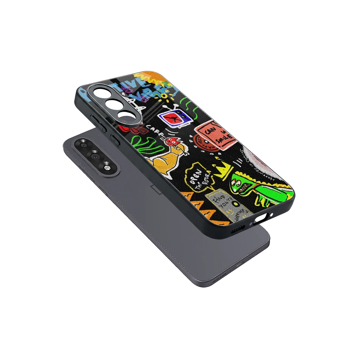 Graffiti sleek oneplus nord 5 cover with tempered glass back and TPU edges
