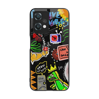 Graffiti back phone cover | glass case for oneplus nord ce 2 lite