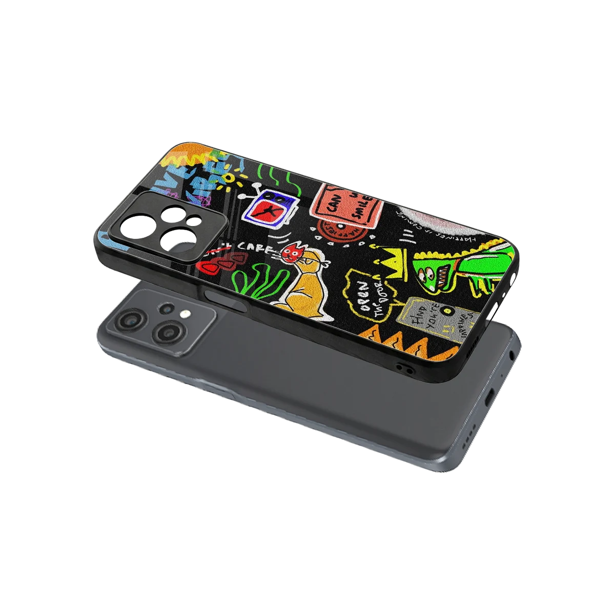 Graffiti sleek oneplus nord ce 2 lite cover with tempered glass back and TPU edges
