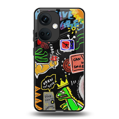 Graffiti back phone cover | glass case for oneplus nord ce 3