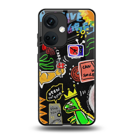 Graffiti back phone cover | glass case for oneplus nord ce 3