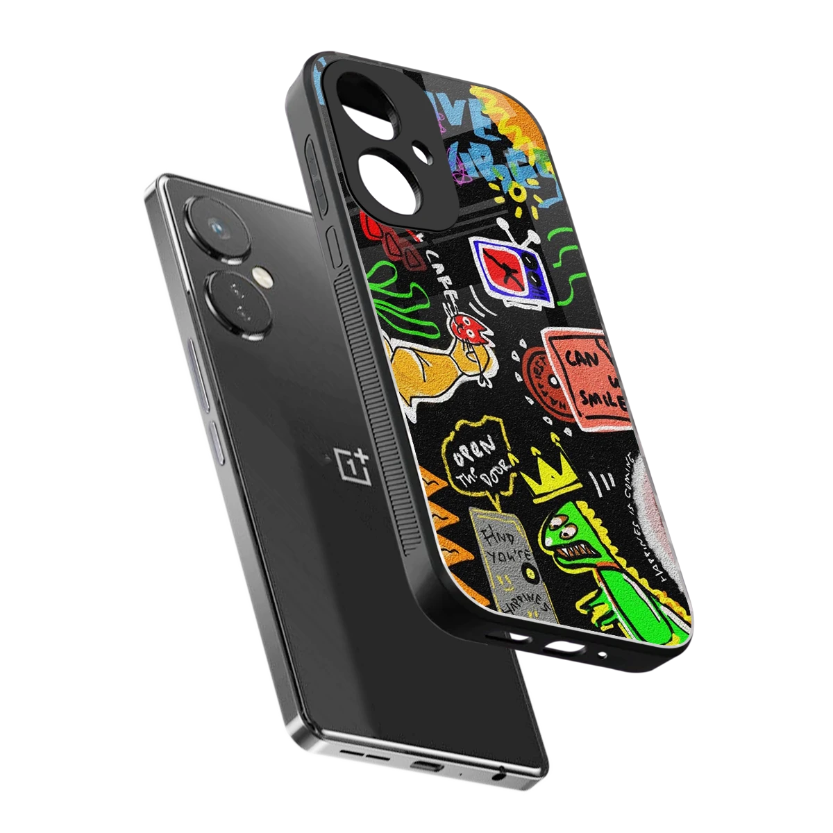 Graffiti sleek oneplus nord ce 3 cover with tempered glass back and TPU edges