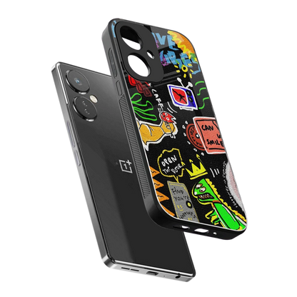 Graffiti sleek oneplus nord ce 3 cover with tempered glass back and TPU edges