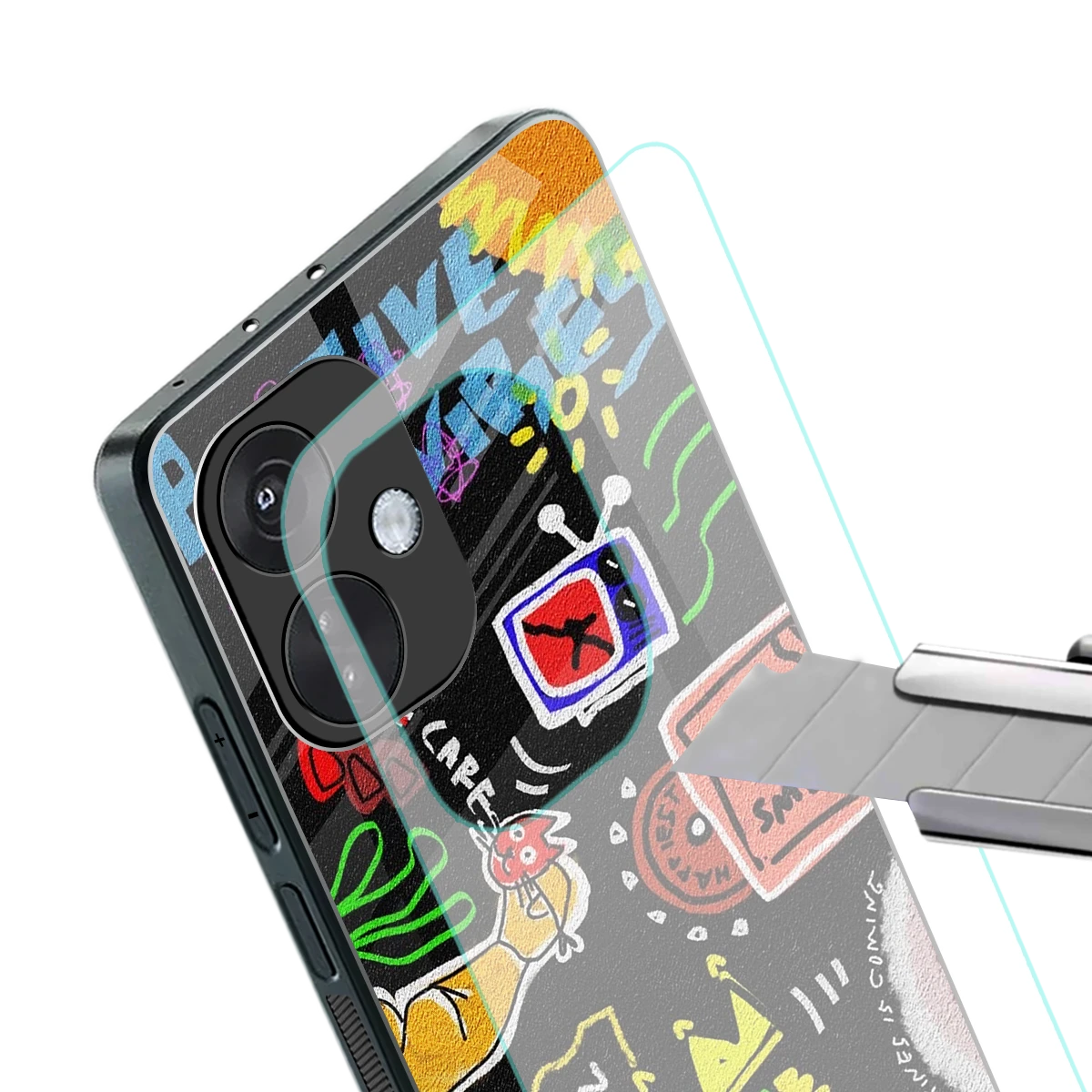 Graffiti stylish phone case for oneplus nord ce 3 | glossy glass and slim fit