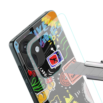 Graffiti stylish phone case for oneplus nord ce 3 | glossy glass and slim fit