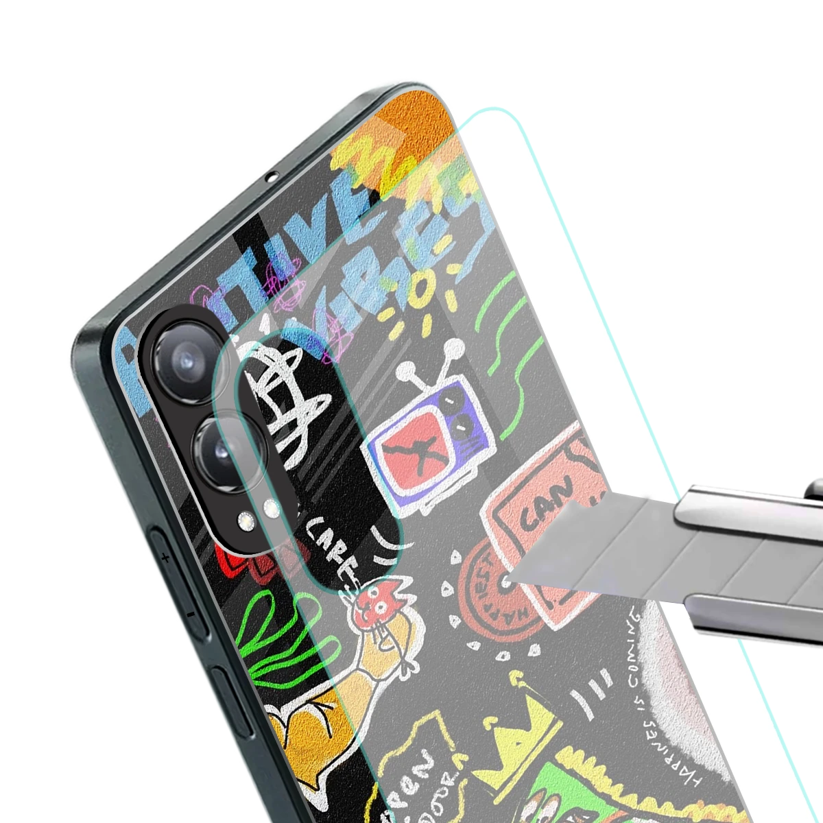 Graffiti stylish phone case for oneplus nord ce 4 lite | glossy glass and slim fit