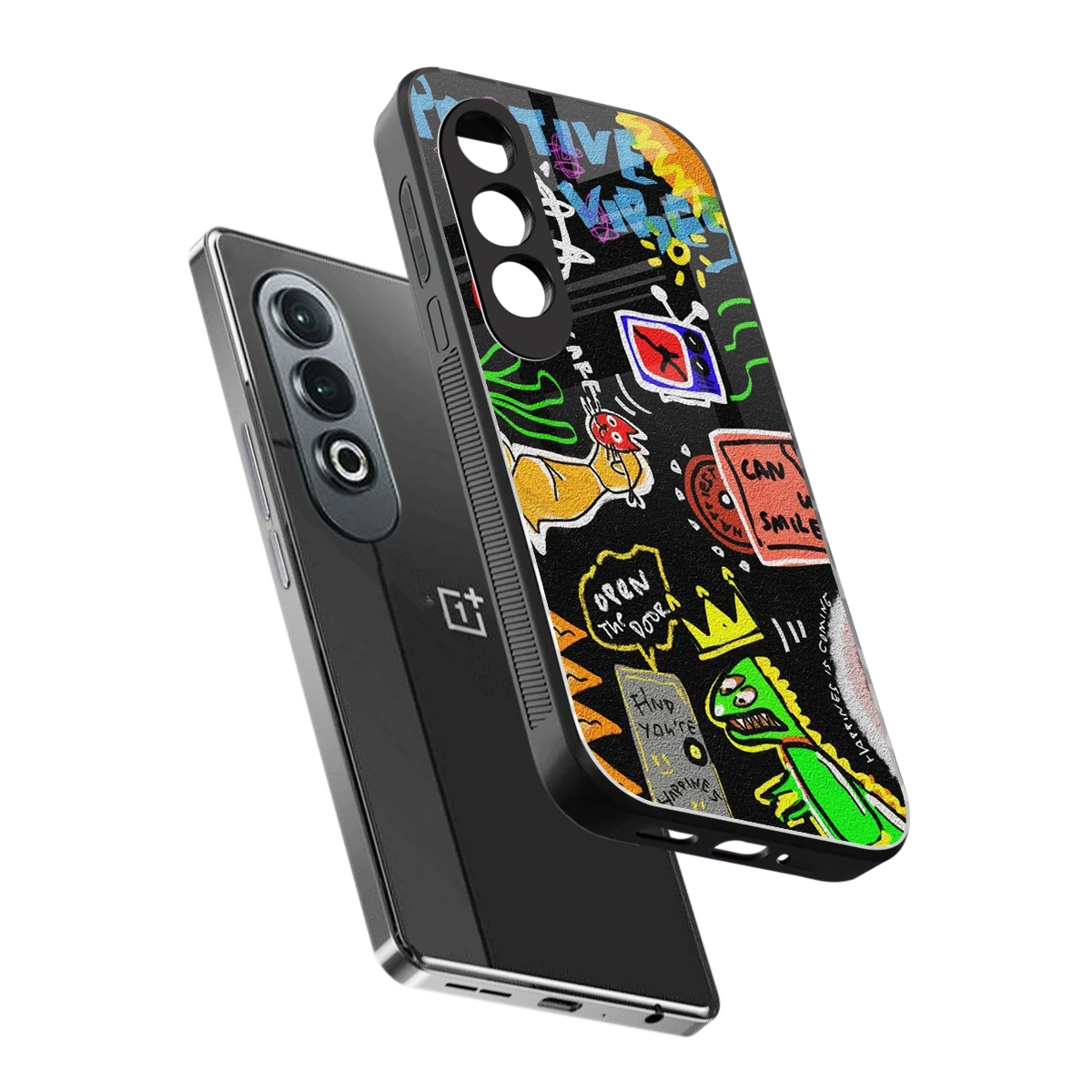Graffiti sleek oneplus nord ce 4 cover with tempered glass back and TPU edges