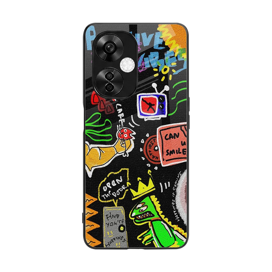 Graffiti back phone cover | glass case for oneplus nord ce 3 lite