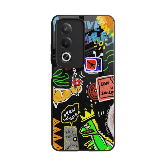 Graffiti back phone cover | glass case for oppo a3 pro